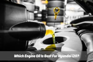 Close-up view of engine oil being poured into a car engine with a focus on the dipstick and oil cap, highlighting the importance of using the best engine oil for Hyundai i20 for optimal performance and maintenance.