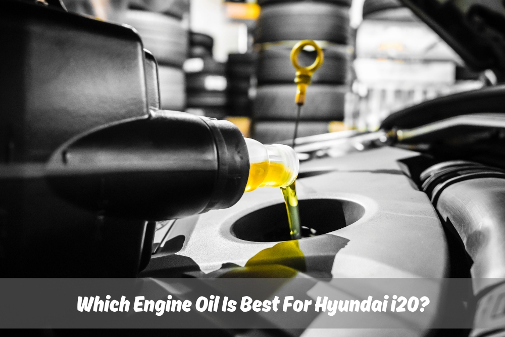 Close-up view of engine oil being poured into a car engine with a focus on the dipstick and oil cap, highlighting the importance of using the best engine oil for Hyundai i20 for optimal performance and maintenance.